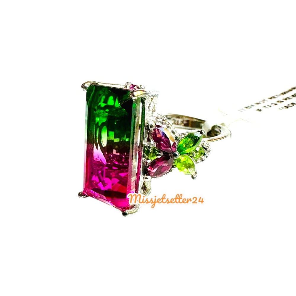 JTV NWT Watermelon Emerald Butterfly Ring Size 6